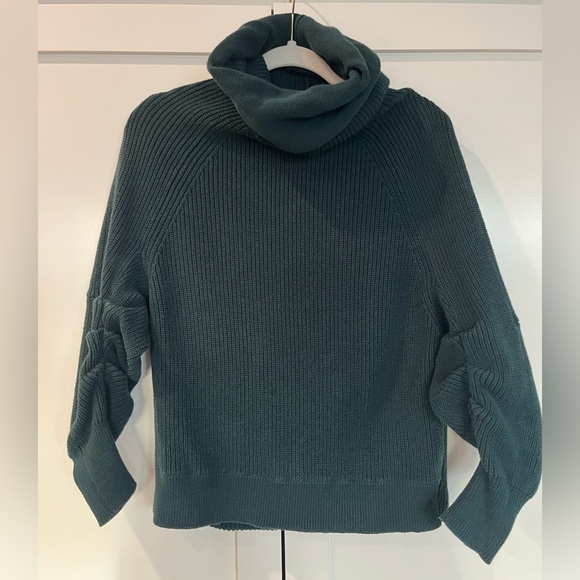 CAbi Cotton Cowl Neck Ruched Pullover Sweater Green S - Picture 3 of 11